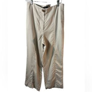 NWT Ann Taylor high rise, wide leg full length pant size 8 Petite. linen